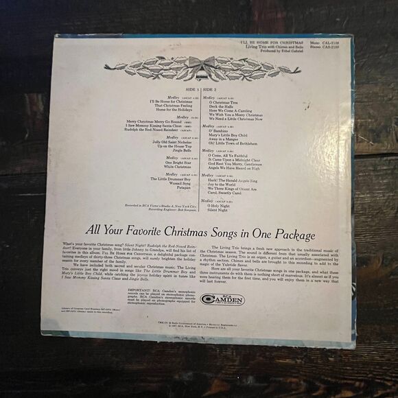 I'll Be Home For Christmas Living Trio Chimes Bells Vintage 1967 Vinyl LP Record - Picture 2 of 6